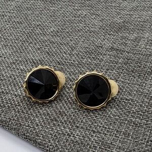 Swarovski Elegant Black and Gold Tone Clip On Earrings